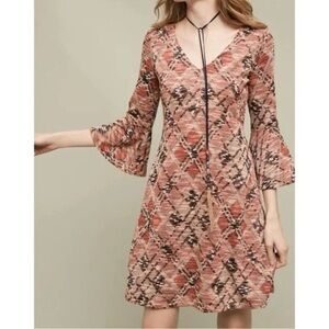 Maeve Anthropologise Erina bell sleeve fit flare dress sz Sm Lined Rn 66170